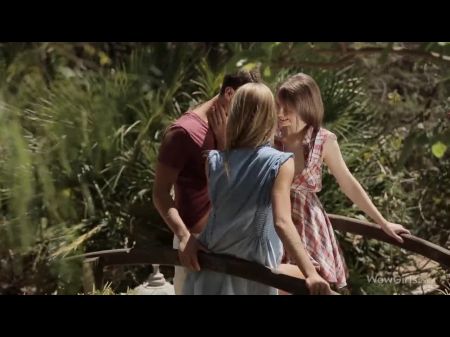 two girls giving guy an awesome blow and handjob