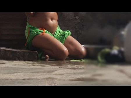 indian open bath in river