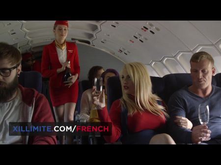 air hostess giving handjob in flight